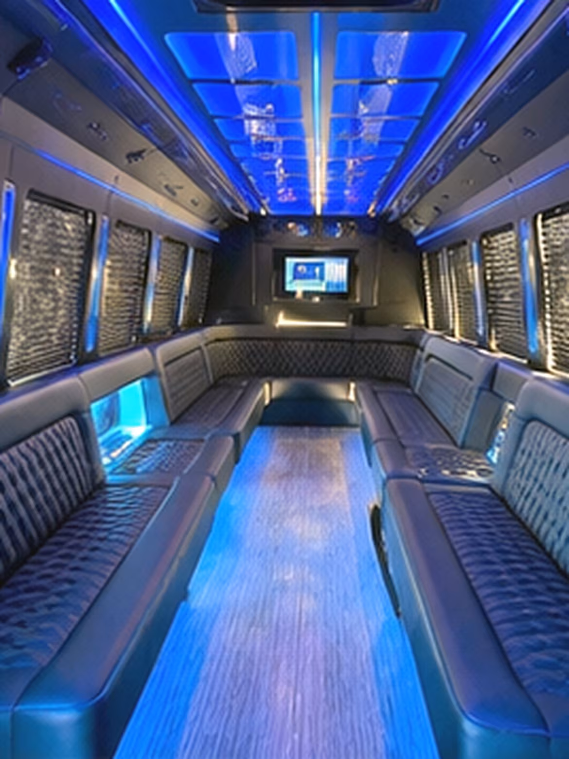 Interior of a party bus rental serving Yonkers